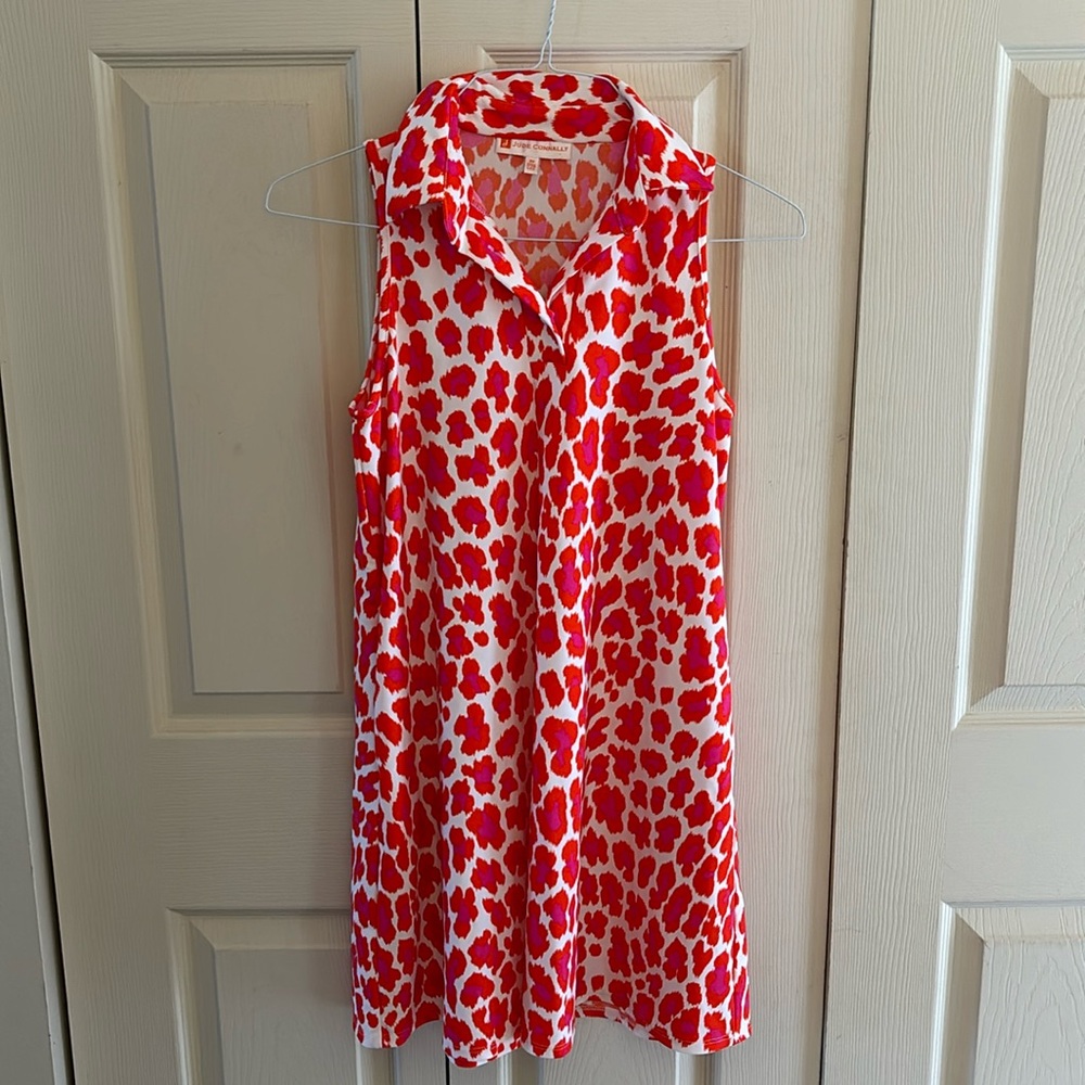 Pink and Orange Jude Connally Sleeveless Collared Dress